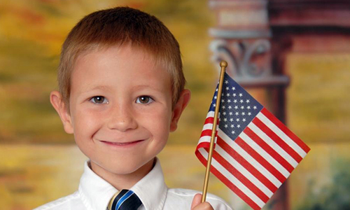 Boy with American Flag